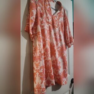 Jade Vibrant Orange and Cream Dress